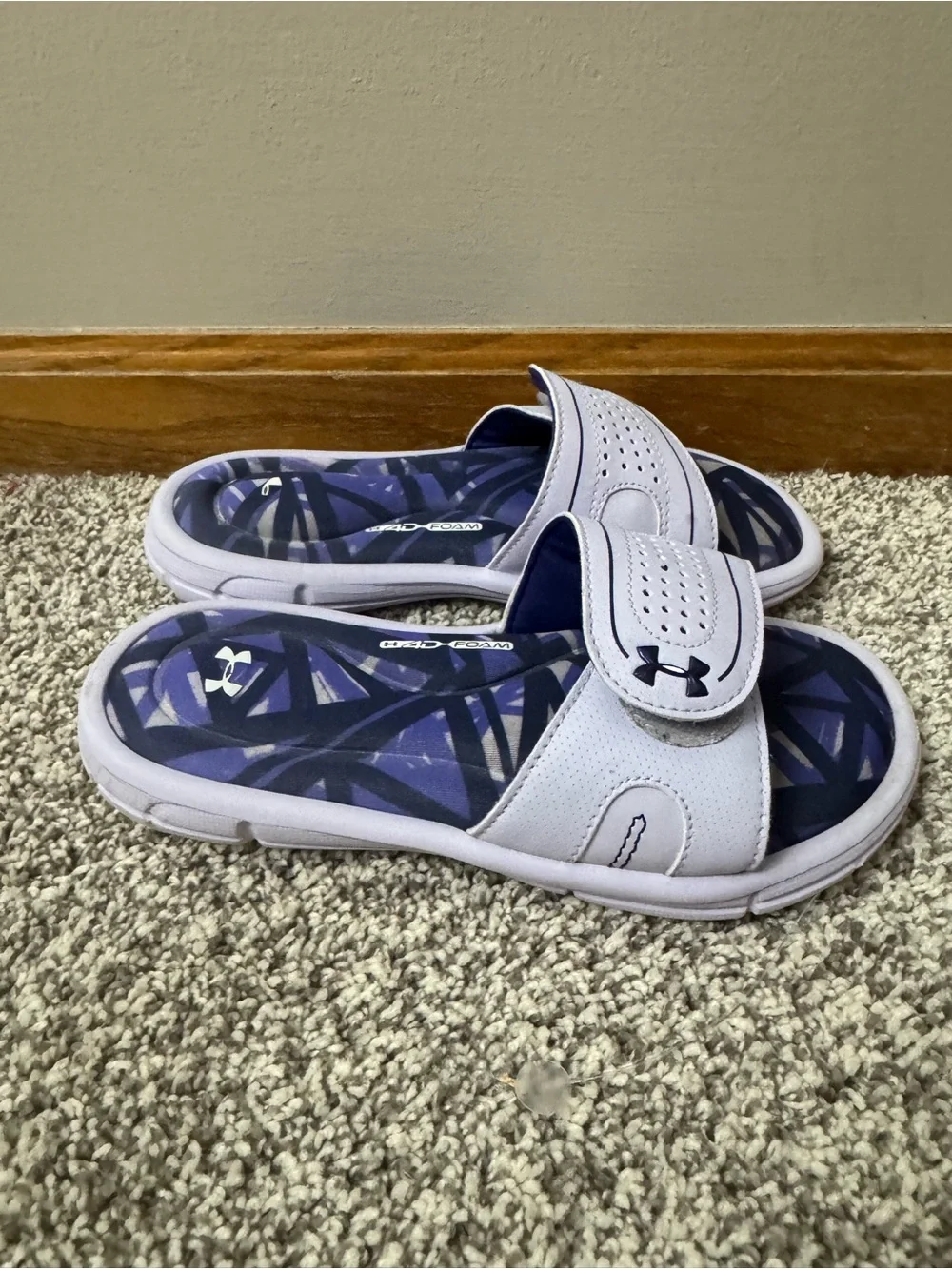 Girls Under Armour Lavender Slide Sandals Size 2